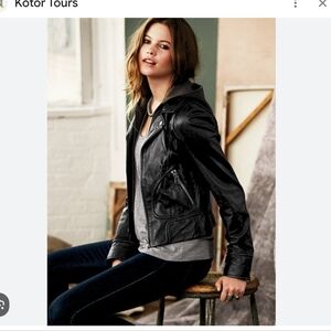 Vintage Ester Chen Victorias Secret Moto Leather Jacket Detachable Hood